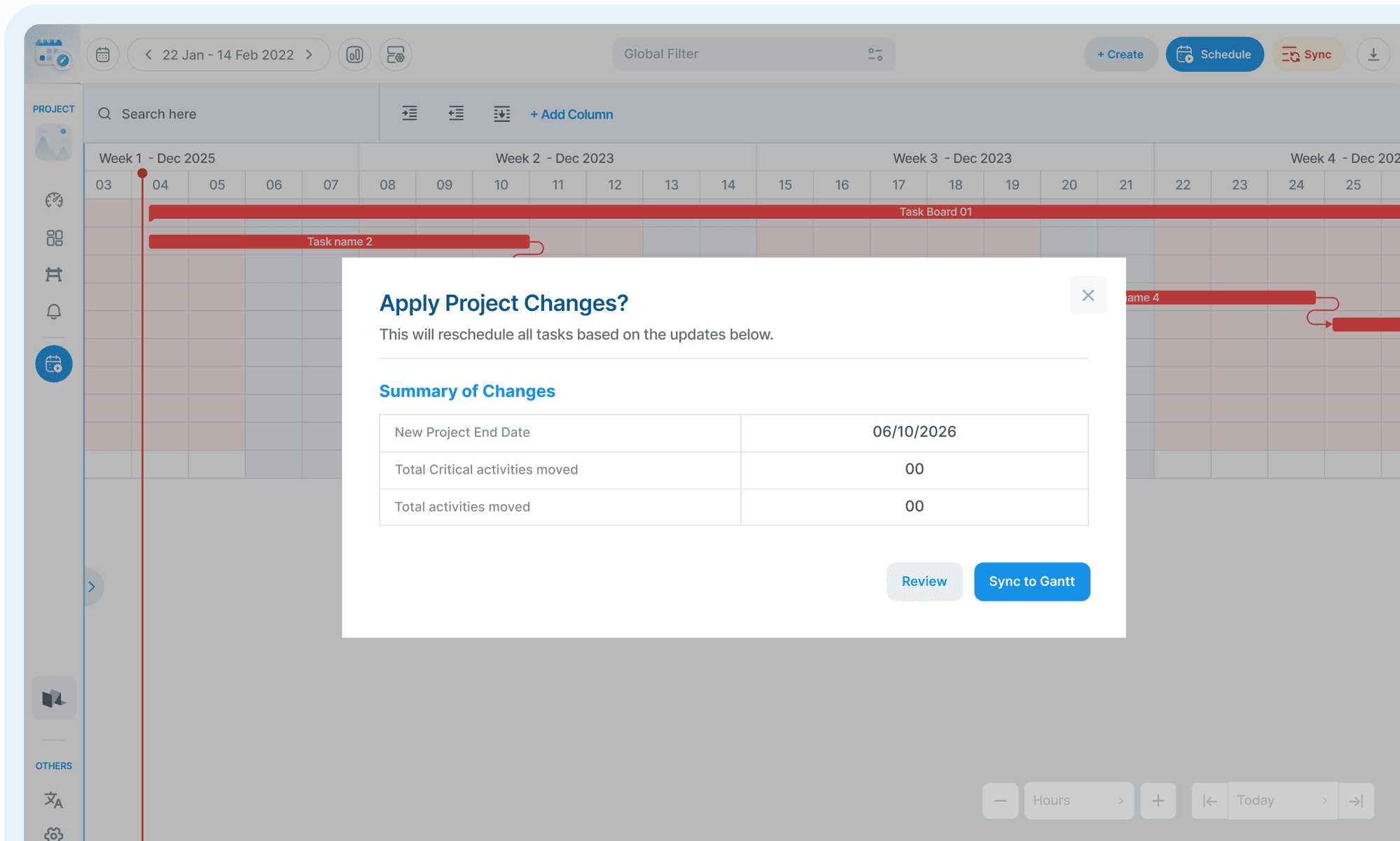 Sync with VisiLean Gantt