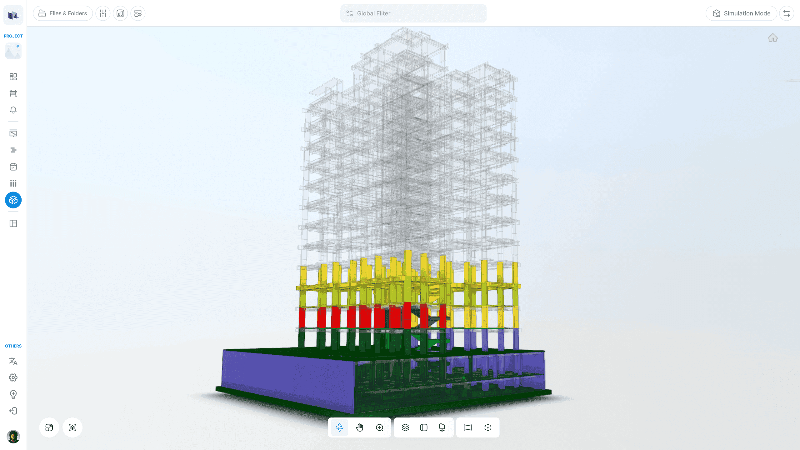 VisiLean 4D BIM model view with trade-colour progress