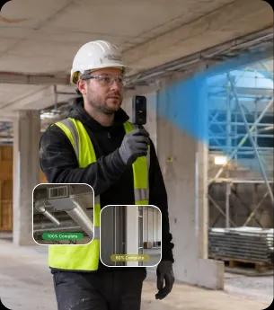 Site supervisor capturing a 360° walkthrough