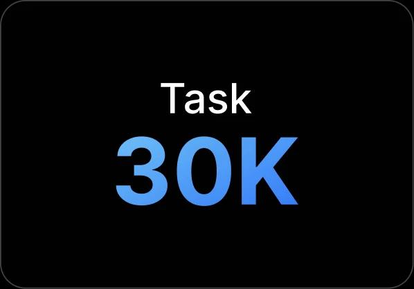 Handles 30K tasks